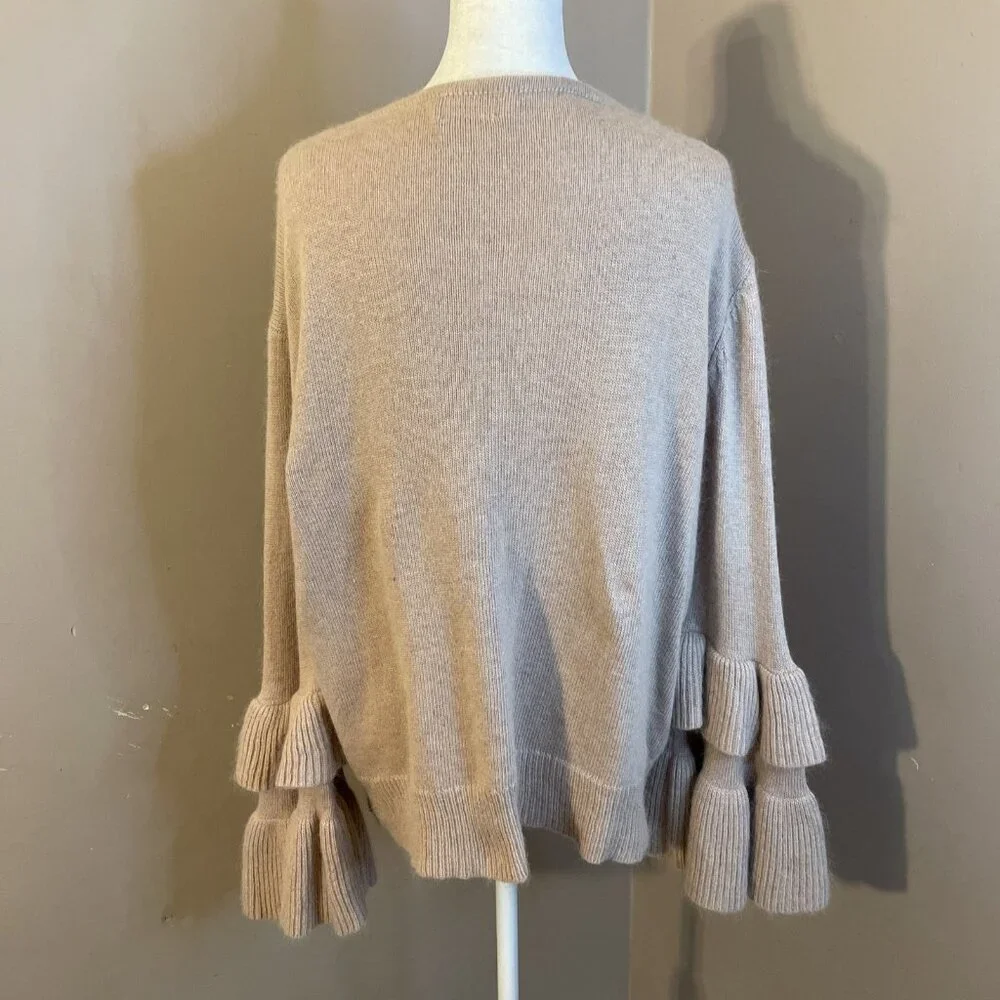 POL Cardigan Sweater Pink Open Front Tiered Bell Sleeves Wool Blend Wms Sz M - Picture 6 of 10